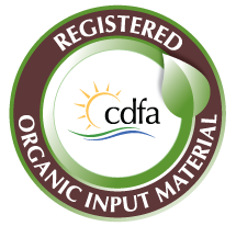 Circular badge with brown and green borders reads “Registered Organic Input Material.” The sun graphic and “cdfa” text indicate certification for Espoma® Organic® Indoor Houseplant Food - Photo Courtesy of Espoma®